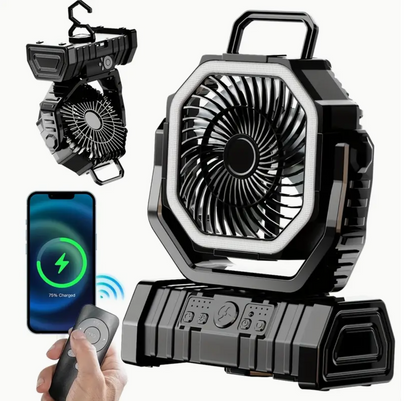 20,000mAh Rechargeable Camping Fan with LED Light