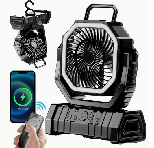 20,000mAh Rechargeable Camping Fan with LED Light