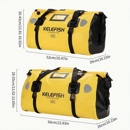 KELEFISH PVC Duffel Bag - High Quality Roll-Top Saddle Bag with Adjustable Straps, Multiple Compartments & Pockets