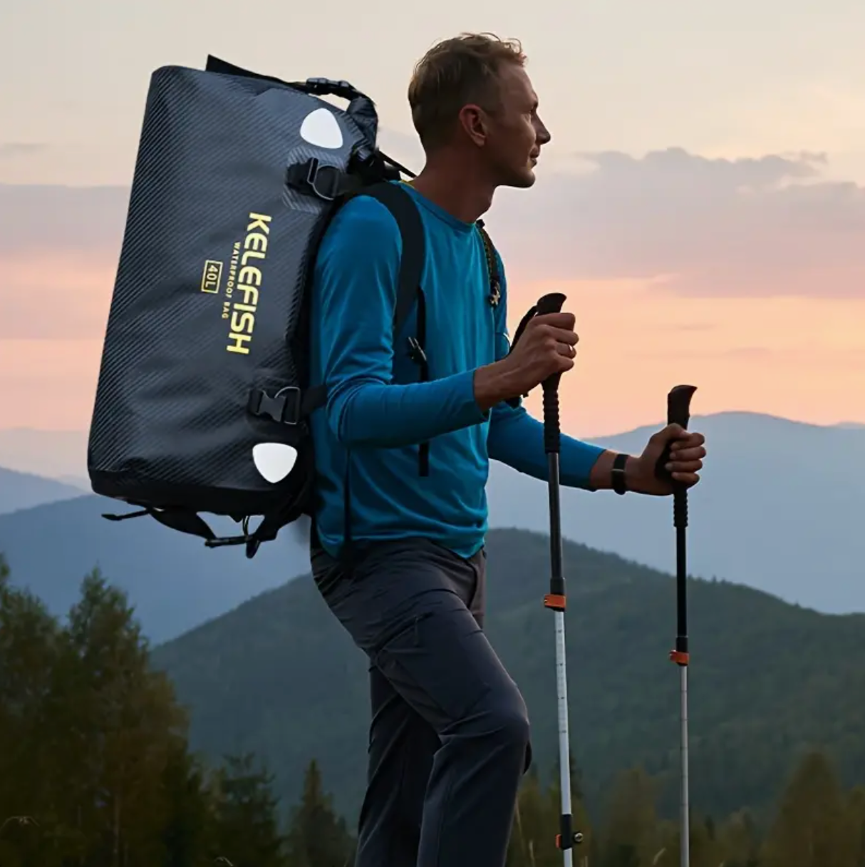 KELEFISH PVC Duffel Bag - High Quality Roll-Top Saddle Bag with Adjustable Straps, Multiple Compartments & Pockets