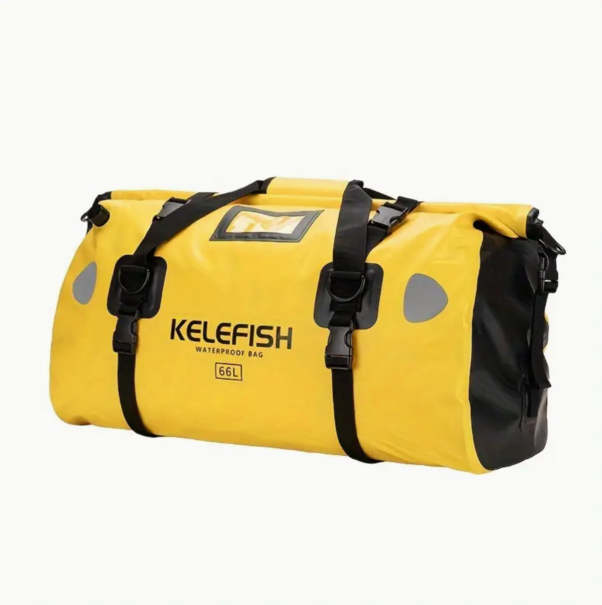 KELEFISH PVC Duffel Bag - High Quality Roll-Top Saddle Bag with Adjustable Straps, Multiple Compartments & Pockets