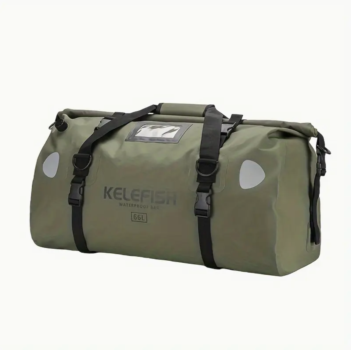 KELEFISH PVC Duffel Bag - High Quality Roll-Top Saddle Bag with Adjustable Straps, Multiple Compartments & Pockets