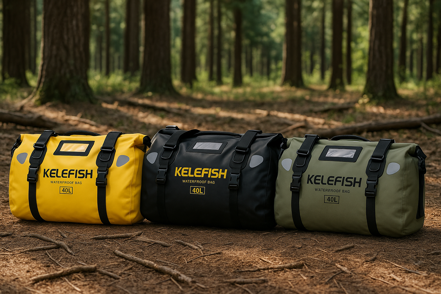 KELEFISH PVC Duffel Bag - High Quality Roll-Top Saddle Bag with Adjustable Straps, Multiple Compartments & Pockets