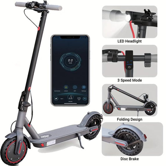 LADPED LP80 Electric Scooter - 350W 36V, 19mi Range, 8.5" Solid Tires, 3 Speed Modes, Foldable & Adjustable for Teens/Adults, Ideal for Commuting/Campus/Travel
