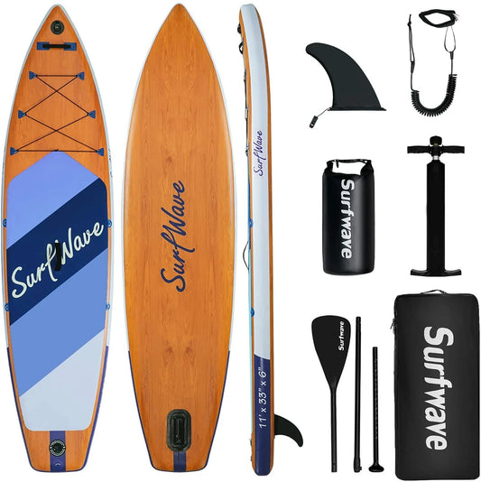 11' Inflatable Paddle Board with Premium Accessories, Wide Paddle Posture