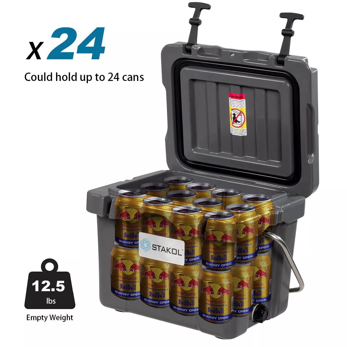 16 Quart Cooler Portable Ice Chest 24 Cans Ice Box Leak-Proof